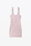 Alexander Wang washed pink lace 徽标装饰罗纹针织背心式迷你连衣裙