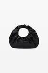 alexander wang crescent  small crackle patent leather handle bag w/logo black