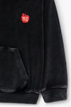 kapuzenpullover aus velours mit schaumdruck-logo