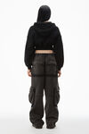 alexander wang cropped zip up hoodie in classic terry faded black