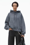 Alexander Wang washed asphalt puff logo hoodie in structured terry