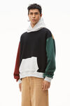 alexander wang colorblock hoodie in terry black multi