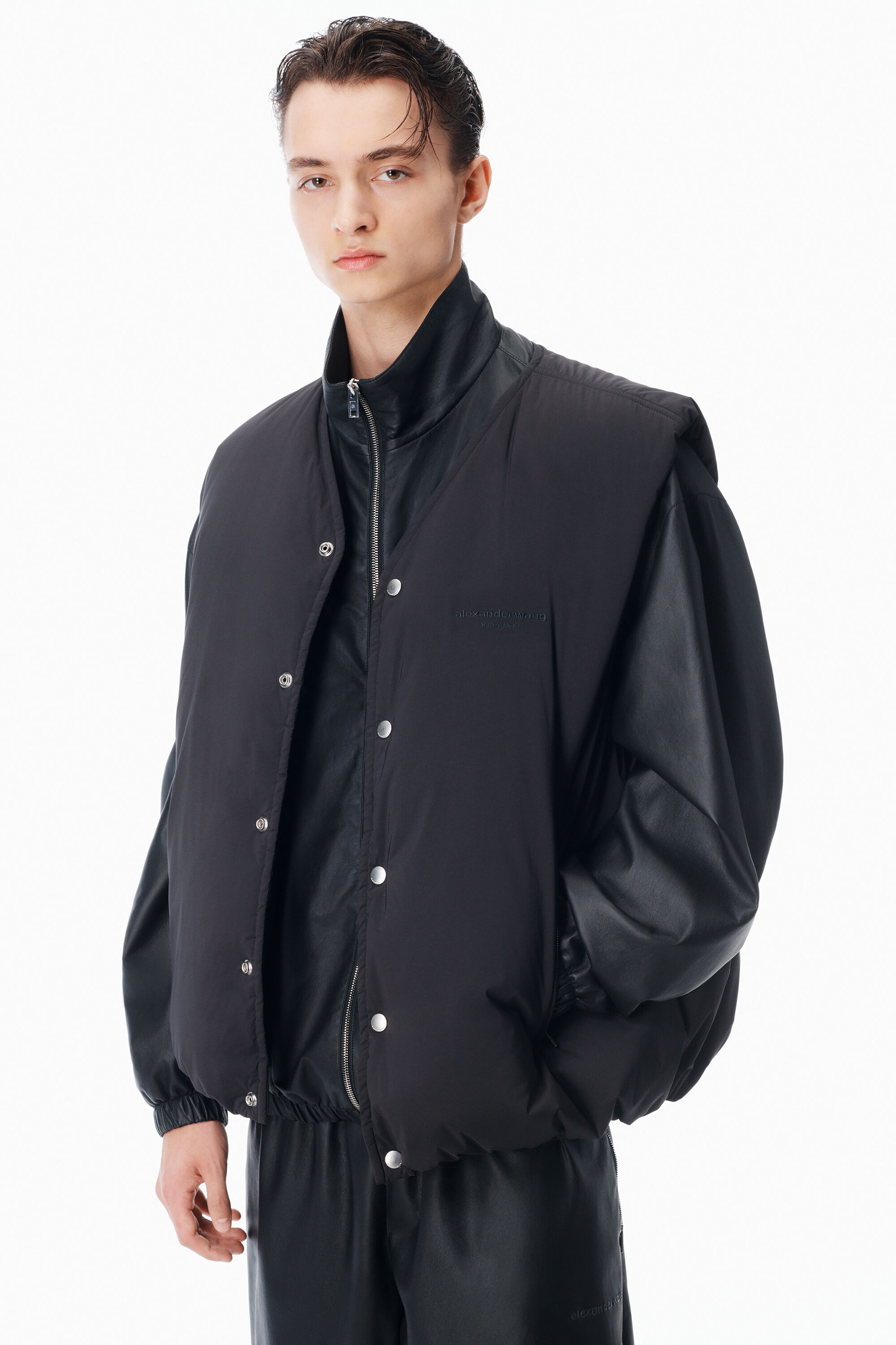 Moto Puffer Vest in BLACK | alexanderwang®
