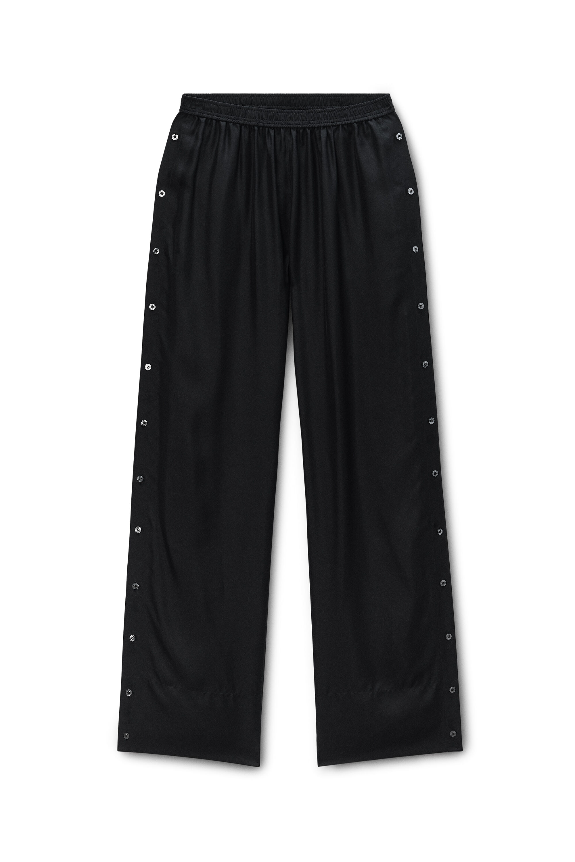 Black Heavy Silk Side Placket Pant in BLACK | alexanderwang®