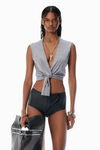 Alexander Wang heather grey grey merino wool nameplate top