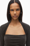 Alexander Wang washed charcoal haut froncé en jersey effet daim
