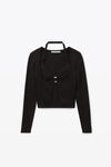 alexander wang bikini cardigan in stretch viscose knit black