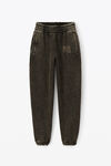 alexander wang 闪亮毛圈布发泡彩胶徽标运动裤 army green