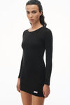 Alexander Wang black long sleeve loungewear dress in ribbed cotton jersey