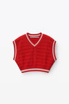 alexander wang cropped v-neck vest in compact cotton flame/white
