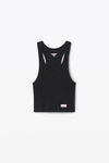 Alexander Wang black crystal hotfix cropped racer tank tee