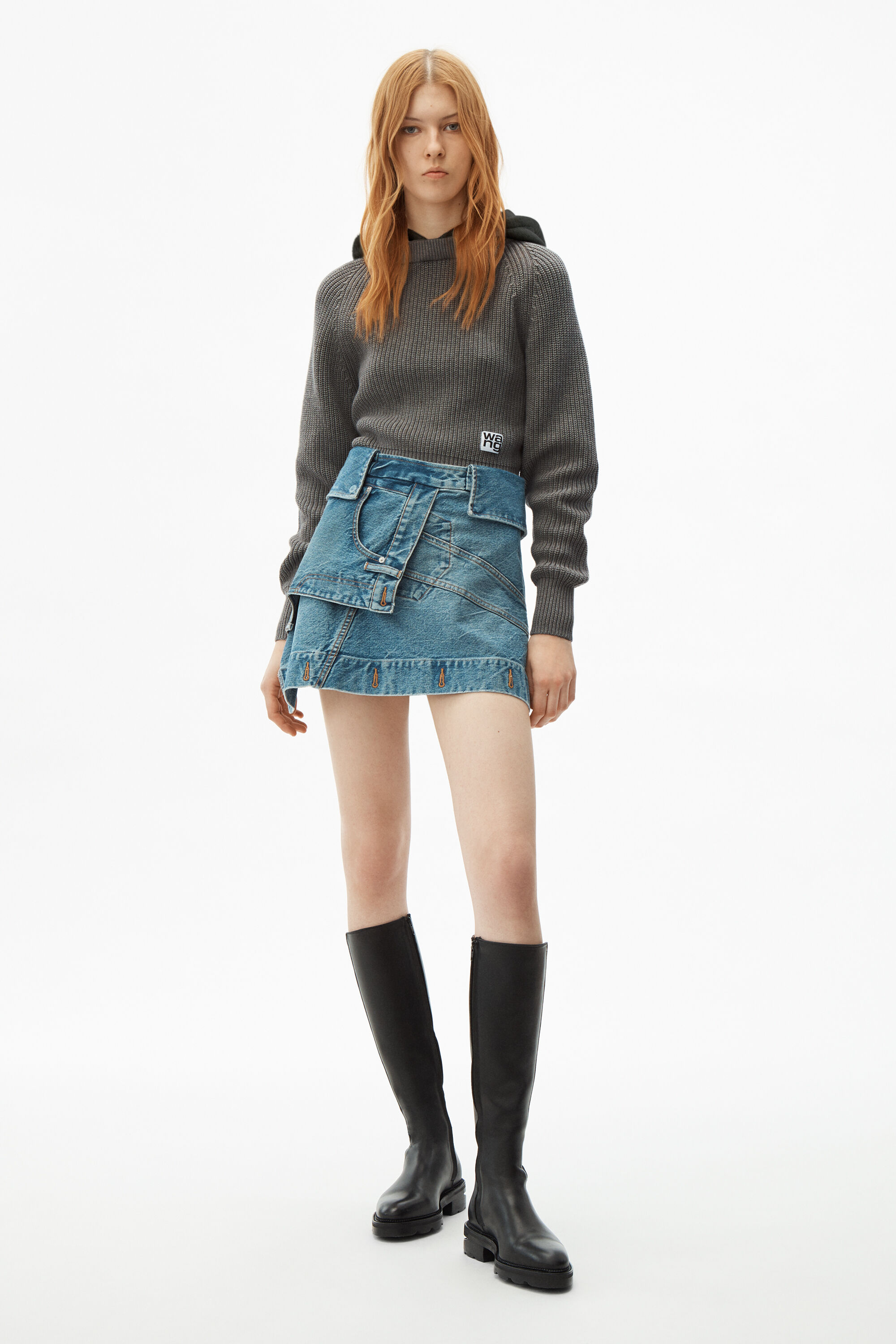 alexander wang deconstructed moto skirt