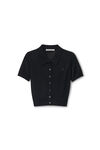 Alexander Wang black logo embroidered polo cardigan in viscose