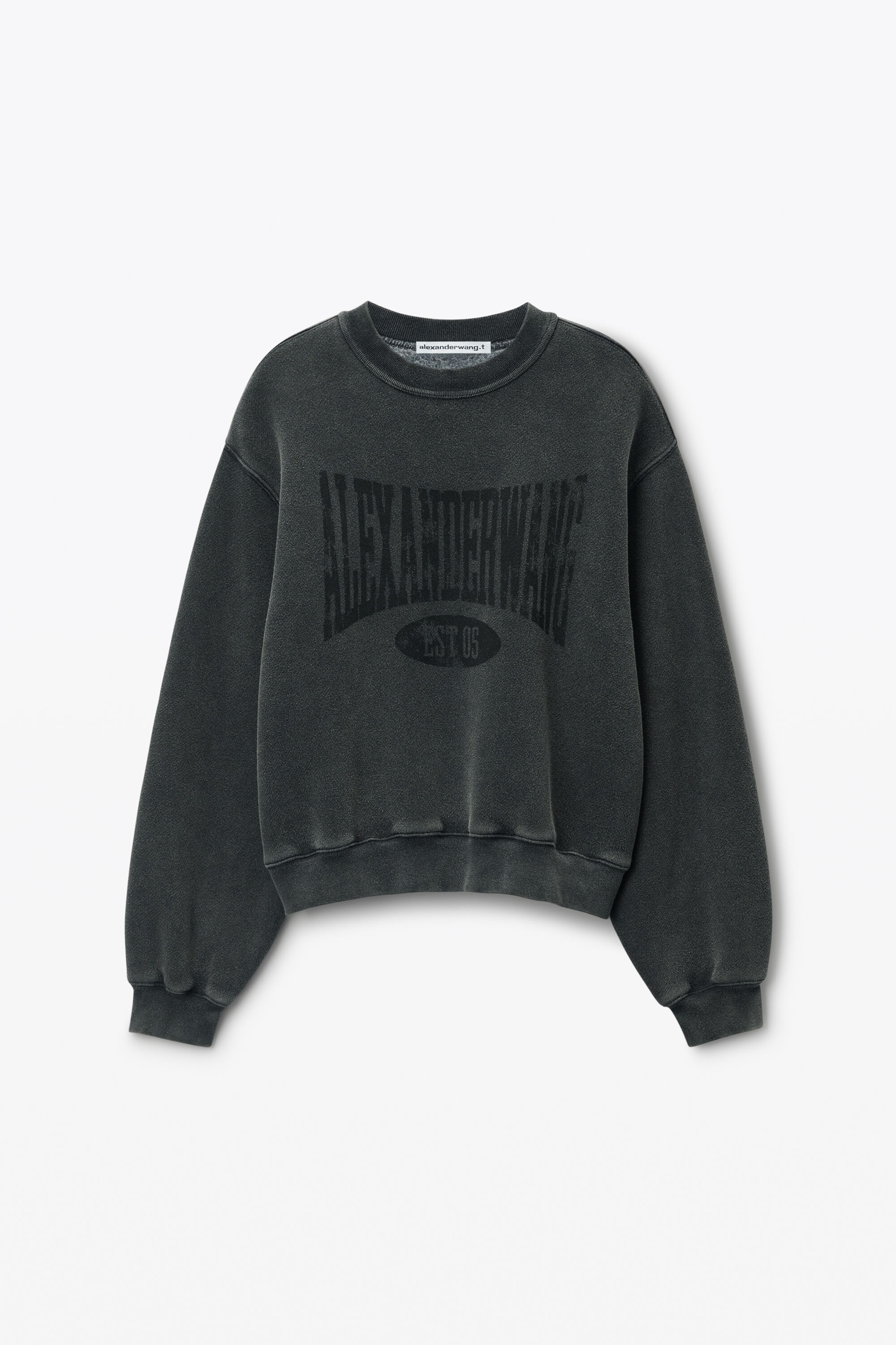 ゆー UNISEX HIGH NECK SWEATSHIRT IN DENSE FLEECE in ACID BLACK