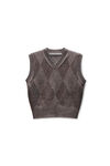 Alexander Wang brown crystal hotfix wool-blend argyle vest