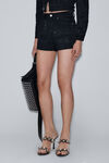 Alexander Wang washed black shorty high-rise short in crystal hotfix denim