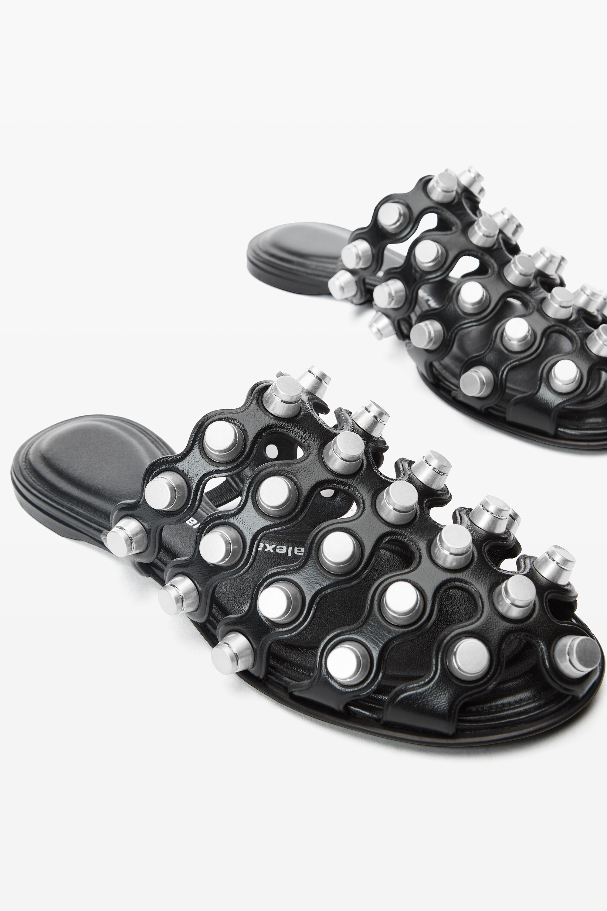 サンダル・ミュール Alexander Wang Black leather Rexa slippers (30125M014 001) Alexander Wang Black leather Rexa slippers (30125M014 001