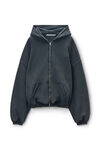 Alexander Wang washed black 黑色棉质徽标拉链连帽衫