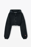 Alexander Wang washed jet black 经典毛圈布短款拉链连帽衫
