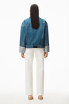 alexander wang 牛仔布水晶袖口机车夹克 deep blue