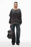 Alexander Wang washed black oversize triple-layer unisex tee in cotton