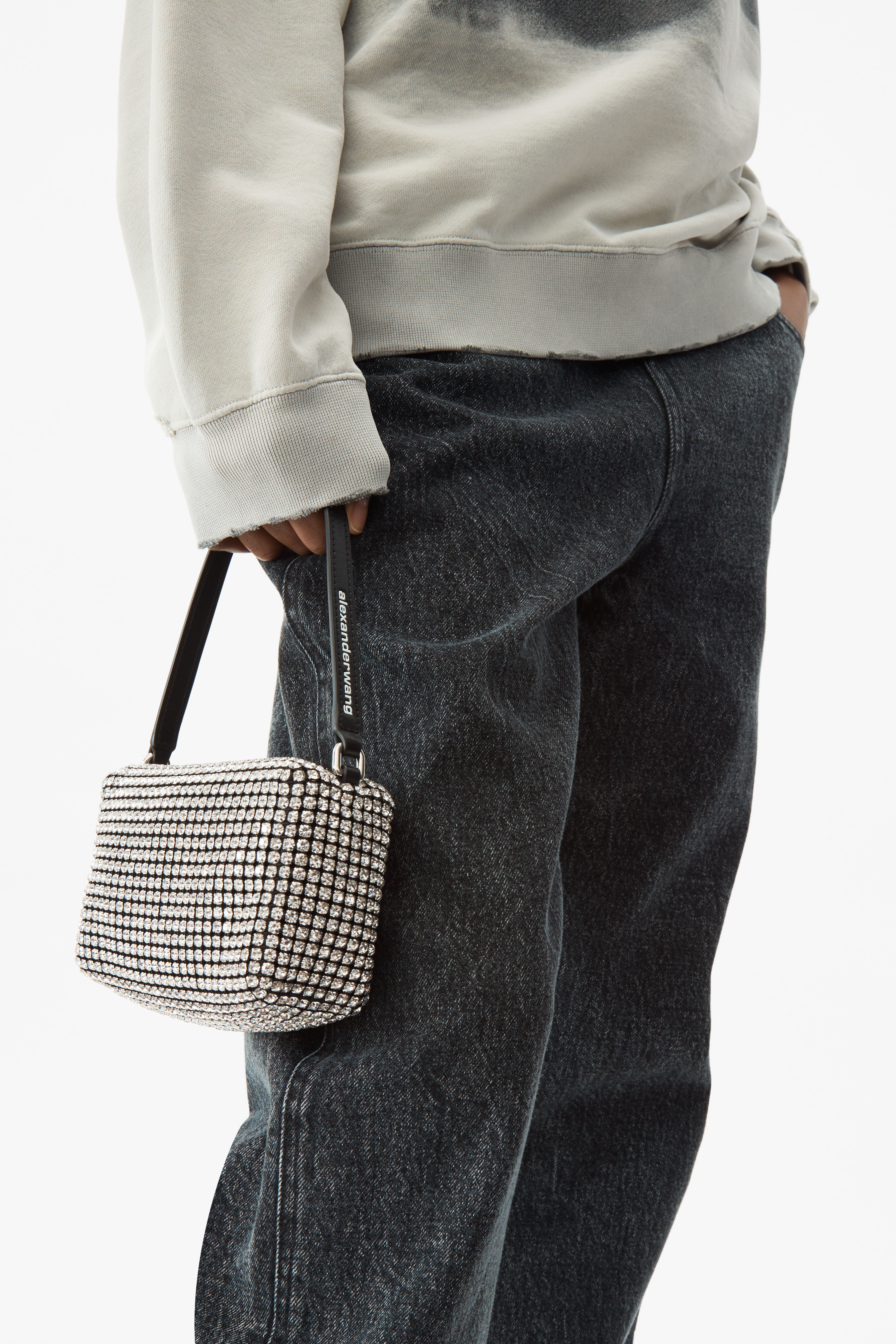 alexanderwang HEIRESS POUCH IN CRYSTAL MESH WHITE - alexanderwang® US