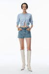 Alexander Wang sky blue logo cropped cardigan in superfine merino