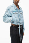 alexander wang cinch hem trucker jacket in denim bleach