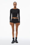Alexander Wang black crystal hotfix long sleeve crewneck tee