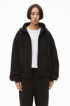 alexander wang zip hoodie in dense fleece black