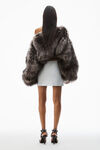alexander wang mini skirt in classic terry ith logo waistband light heather grey