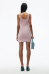 Alexander Wang washed pink lace 徽标装饰罗纹针织背心式迷你连衣裙