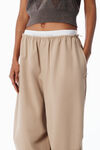 Alexander Wang warm taupe mid-rise track pant in cotton twill