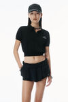 Alexander Wang black 3d logo mesh cropped polo