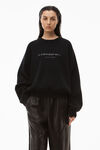 alexander wang logo pullover in boiled wool black