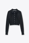 Alexander Wang black black wool-blend hotfix polo cardigan