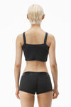 Alexander Wang washed black cropped camisole in waffle-knit cotton stretch