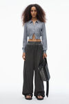 Alexander Wang heather grey high-frequency stacked logo cardigan in merino wool
