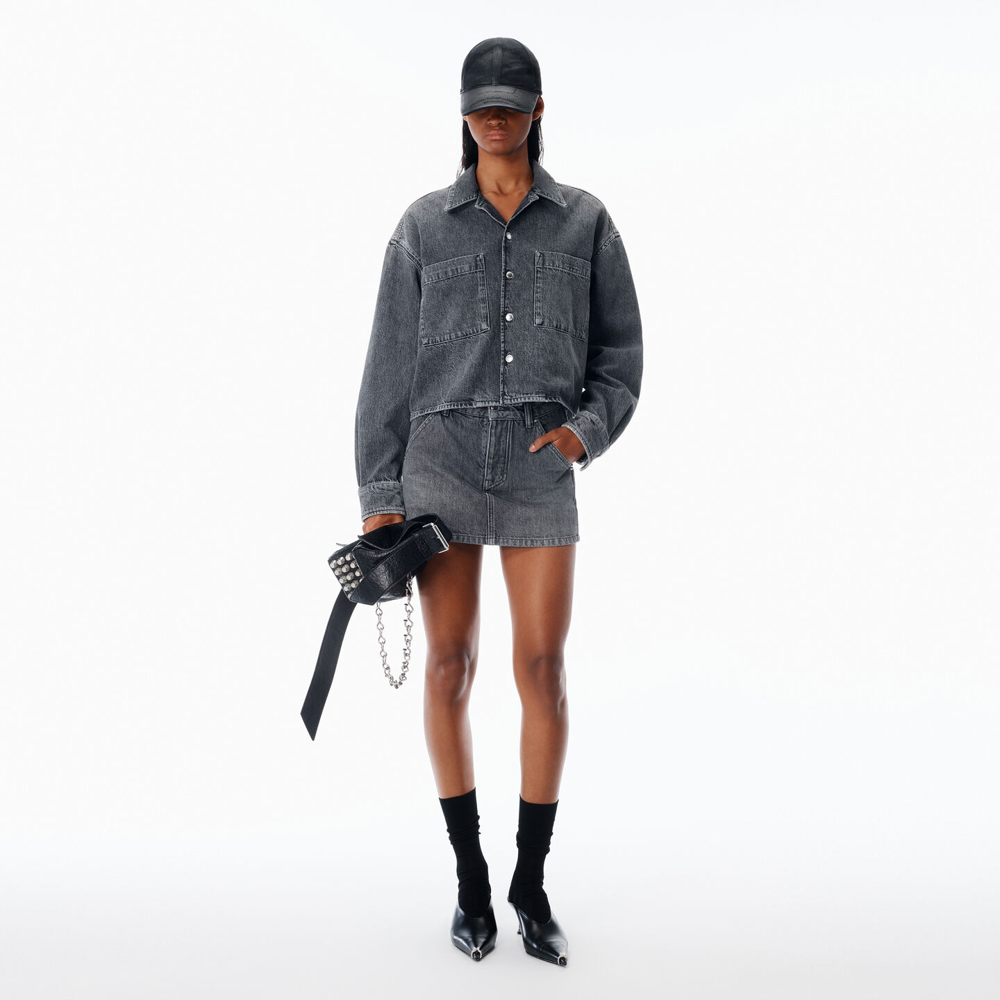 Alexander Wang Carpenter Mini Skort In Gray