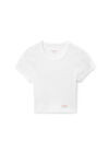 Alexander Wang white cropped short-sleeve tee in ribbed cotton jersey