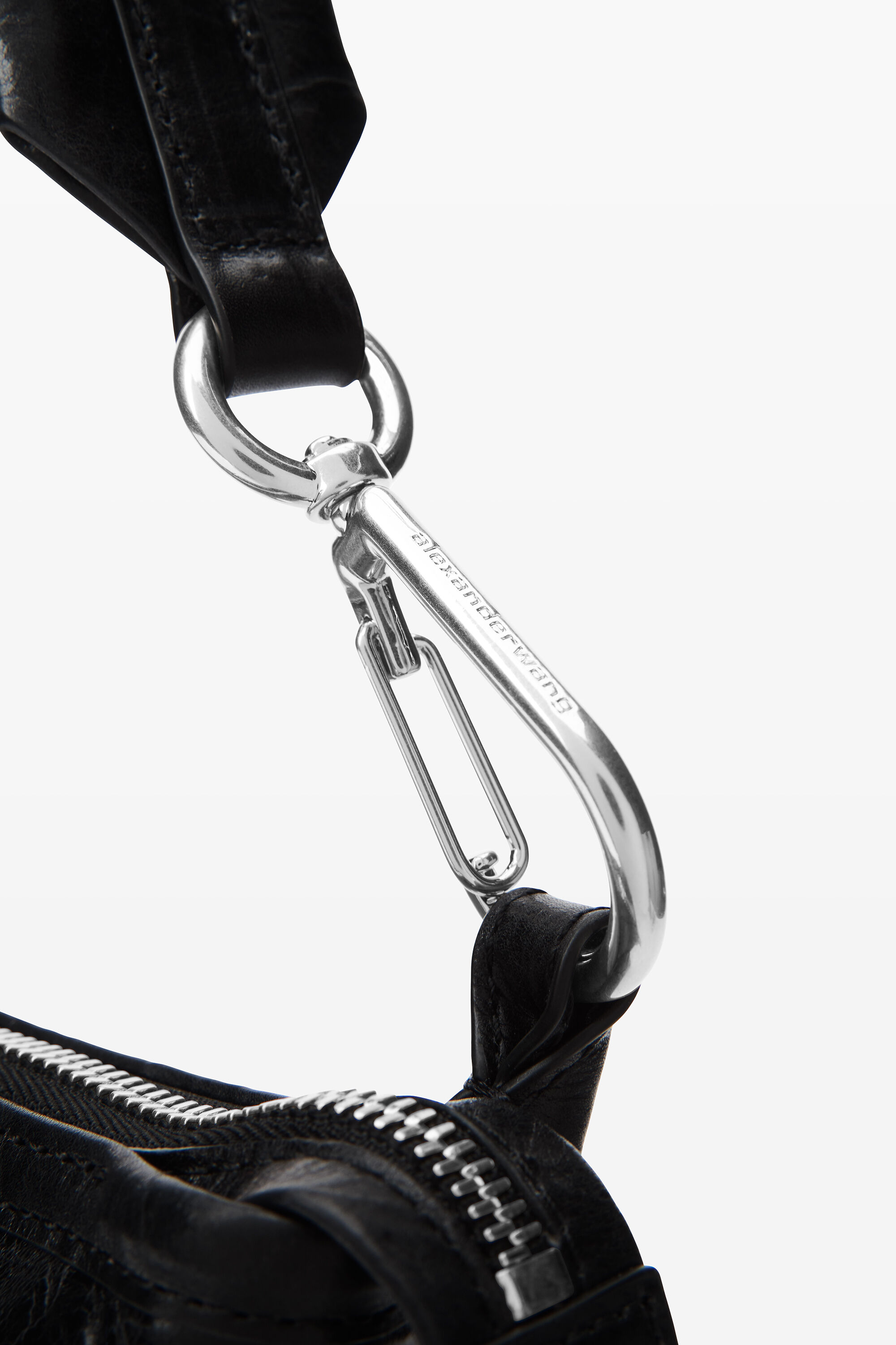 Punch Tech Shoulder Bag in Crackle Patent Leather in BLACK