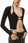 alexander wang bikini cardigan in stretch viscose knit black