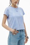 Alexander Wang washed pale blue puff logo shrunken tee in cotton jersey