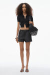 Alexander Wang black logo embroidered polo cardigan in wool