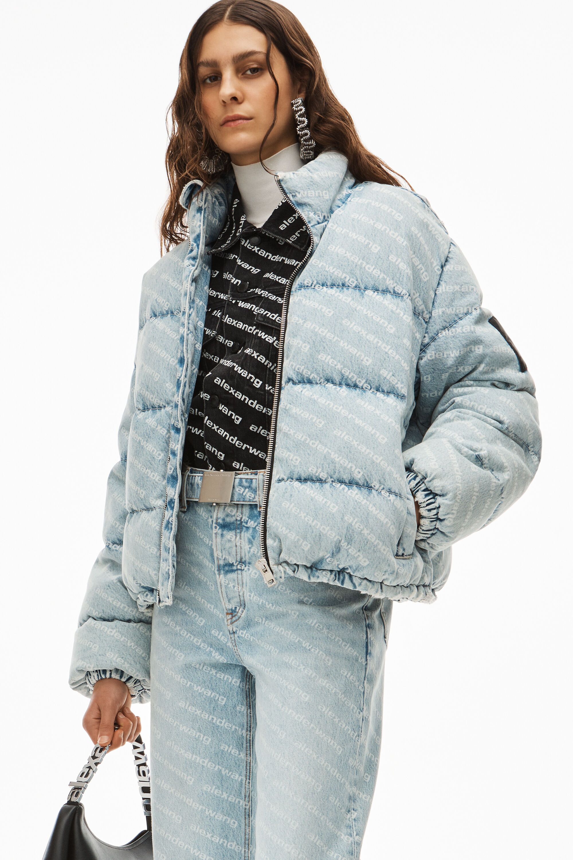 alexander wang denim puffer jacket