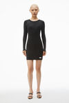 Alexander Wang washed black long sleeve loungewear dress in ribbed cotton