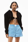 alexander wang 棉质尼龙烫钻平角短裤 light blue/white