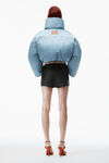 alexander wang oversized cropped puffer jacket in nylon vintage faded indigo