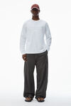 Alexander Wang white t-shirt à manches longues unisexe en jersey de coton avec logo effet usé