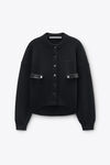Alexander Wang black black wool-cotton draped back cardigan
